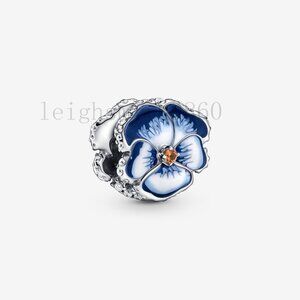 Pandora Blue Pansy Flower Charm